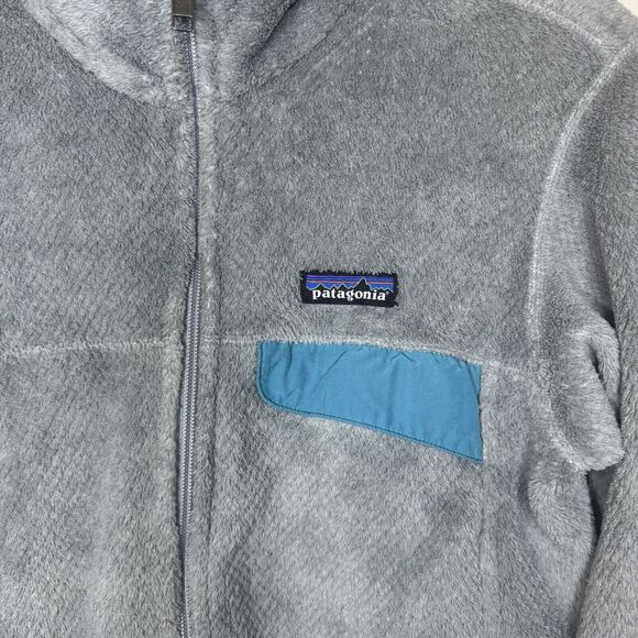 Patagonia Women's Fleece Synchilla Jacket Med Regular Gray and Teal Full Zip - Picture 4 of 7